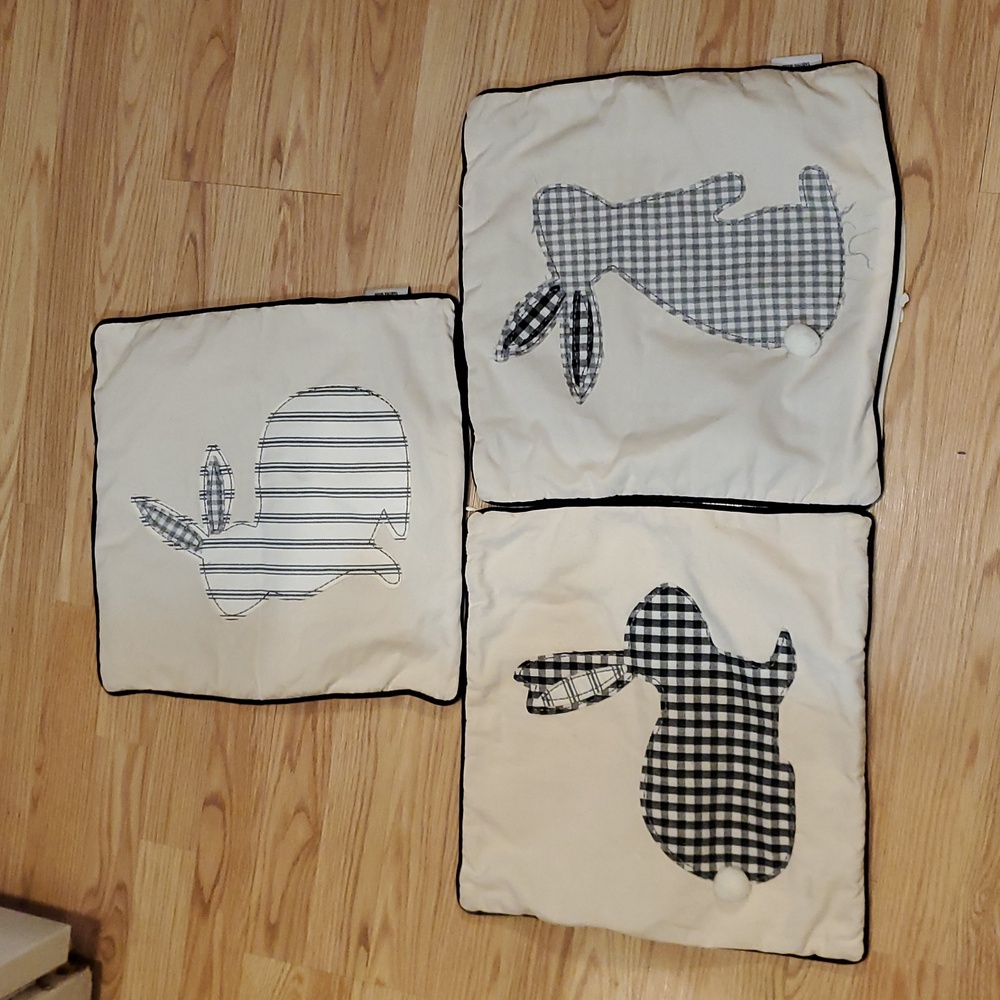 Set of Three Tabitha Webb Bunny Throw Pillow Covers **see Description**
